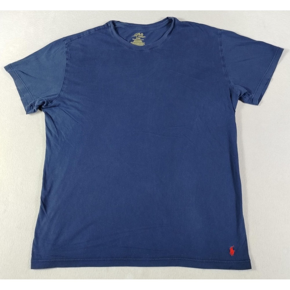 Polo Ralph Lauren Shirt Mens Large Blue Crew Neck Pony Logo Tee Tagless Casual